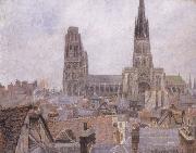 Camille Pissarro The Roofs of Old Rouen,Gray Weather oil painting on canvas